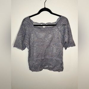 TravelSmith grey floral blouse size L